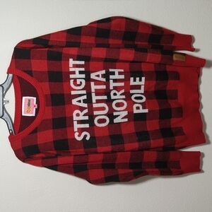 Tipsy Elves Christmas Sweater Women's Large Buffalo Plaid Sweater HANG WINTER